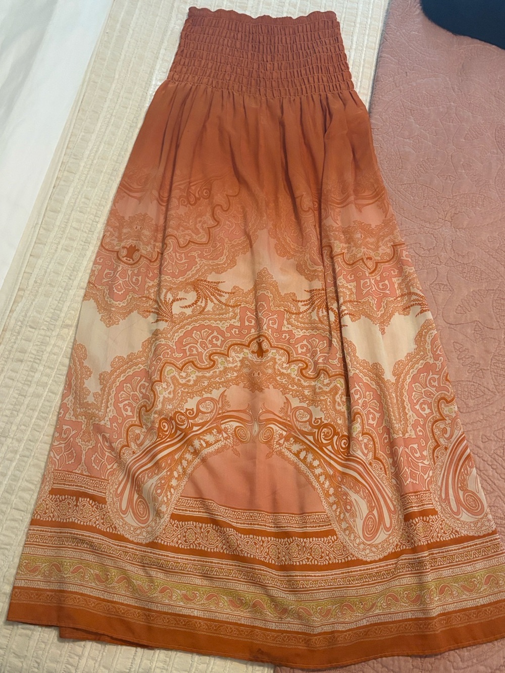 Free People Rust Orange Strapless Maxi Dress